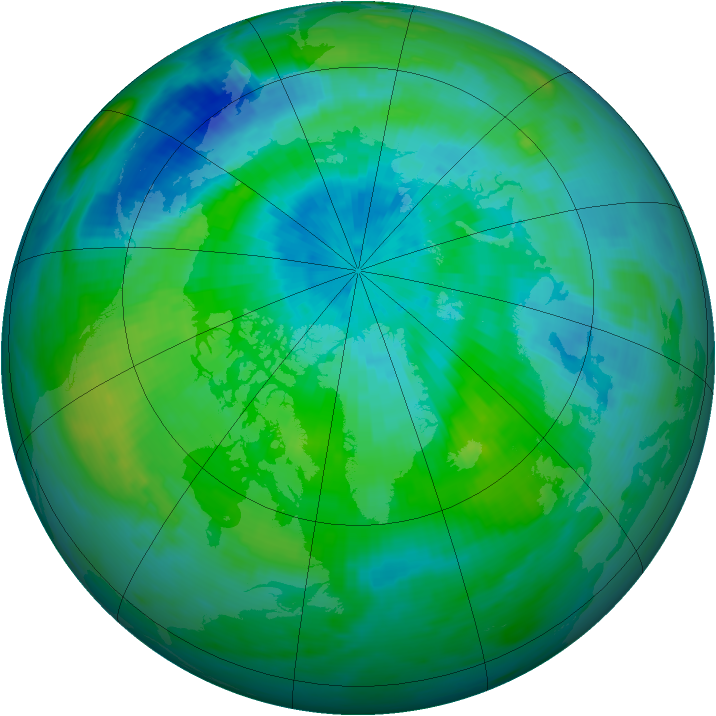Arctic ozone map for 13 September 1992